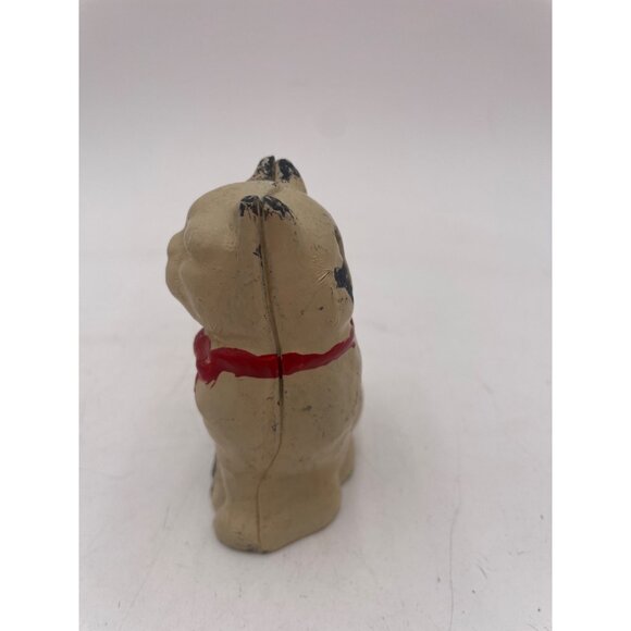 Vintage Cast Iron John Wright Cat Figurine Bank Red Bow Tie 4” - Picture 4 of 5